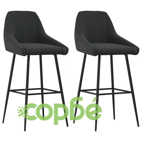Бар табуретки, 2 бр, черни, кадифе ➤ топ цена ➤ sorbe.bg