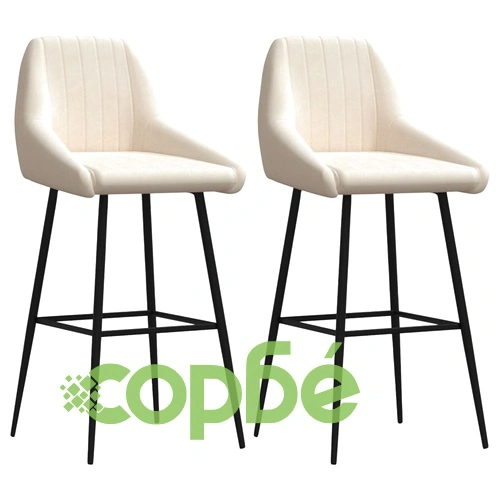 Бар табуретки, 2 бр, кремави, кадифе ➤ топ цена ➤ sorbe.bg