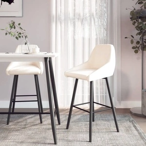 Бар табуретки, 2 бр, кремави, кадифе