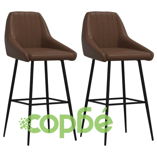 Бар табуретки, 2 бр, Тъмнокафяв, изкуствена кожа ➤ топ цена ➤ sorbe.bg