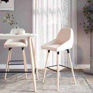 Бар табуретки, 2 бр, кремави, текстил