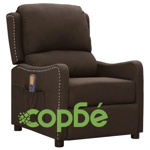 Масажен стол, тъмнокафяв, текстил ➤ топ цена ➤ sorbe.bg