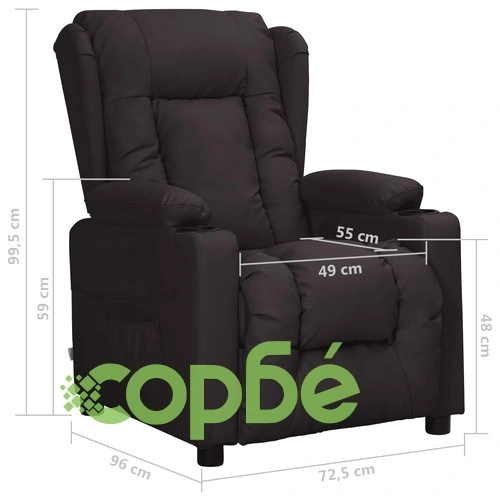 Реклайнер, черен, изкуствена кожа ➤ топ цена ➤ sorbe.bg