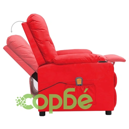 Масажен стол, червен, изкуствена кожа ➤ топ цена ➤ sorbe.bg