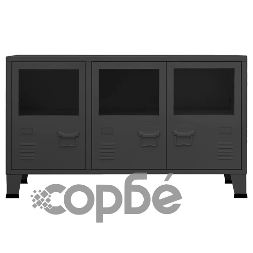 Индустриален бюфет черен 105x35x62 см метал и стъкло ➤ топ цена ➤ sorbe.bg