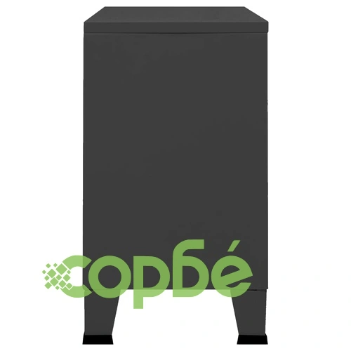 Индустриален бюфет черен 105x35x62 см метал и стъкло ➤ топ цена ➤ sorbe.bg