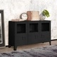 Индустриален бюфет черен 105x35x62 см метал и стъкло