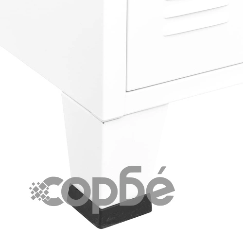 Индустриален бюфет, бял, 105x35x62 см, метал и стъкло ➤ топ цена ➤ sorbe.bg