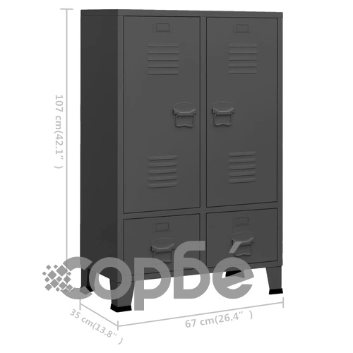 Индустриален гардероб, антрацит, 67x35x107 см, стомана ➤ топ цена ➤ sorbe.bg