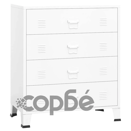 Индустриален шкаф с чекмеджета, бял, 78x40x93 cм, метал ➤ топ цена ➤ sorbe.bg