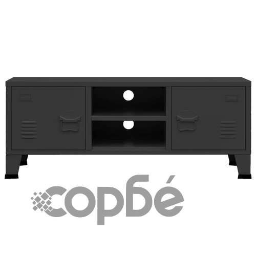 Индустриален ТВ шкаф, черен, 105x35x42 cм, метал на топ цена от sorbe.bg Индустриален ТВ шкаф, черен, 105x35x42 cм, метал ➤ топ цена ➤ sorbe.bg