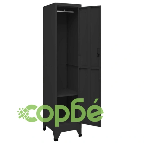 Заключващ се шкаф, черен, 38x45x180 см, стомана ➤ топ цена ➤ sorbe.bg