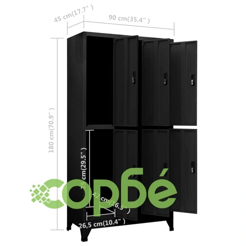 Заключващ се шкаф, черен, 90x45x180 см, стомана ➤ топ цена ➤ sorbe.bg