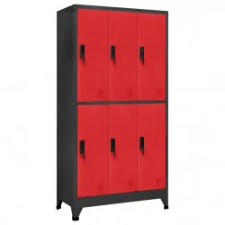 Заключващ се шкаф, антрацит и червено, 90x45x180 см, стомана