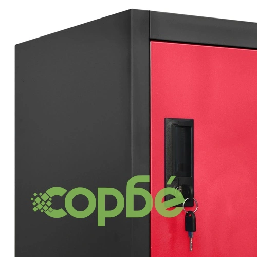 Заключващ се шкаф, антрацит и червено, 90x45x180 см, стомана ➤ топ цена ➤ sorbe.bg