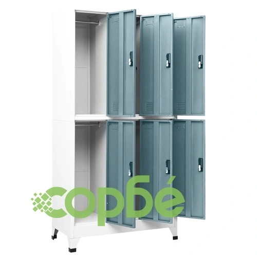 Заключващ се шкаф светлосиво и тъмносиво 90x45x180 см стомана ➤ топ цена ➤ sorbe.bg