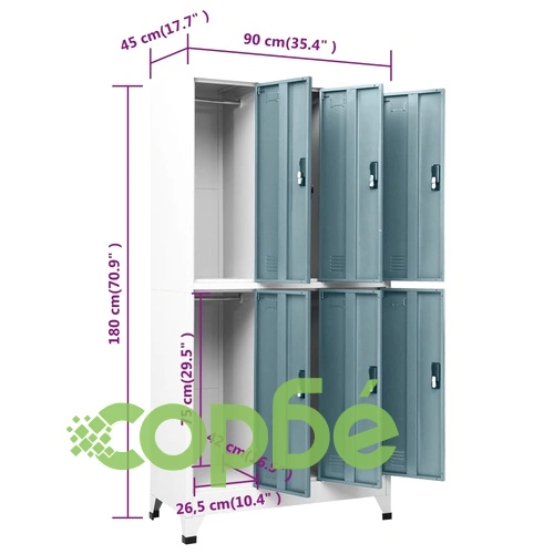 Заключващ се шкаф светлосиво и тъмносиво 90x45x180 см стомана ➤ топ цена ➤ sorbe.bg