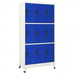 Заключващ се шкаф, сиво и синьо, 90x45x180 см, стомана