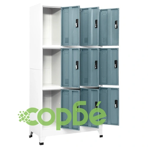 Заключващ се шкаф светлосиво и тъмносиво 90x45x180 см стомана ➤ топ цена ➤ sorbe.bg