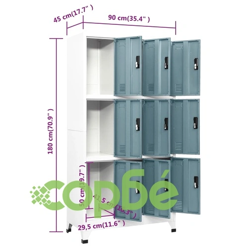 Заключващ се шкаф светлосиво и тъмносиво 90x45x180 см стомана ➤ топ цена ➤ sorbe.bg