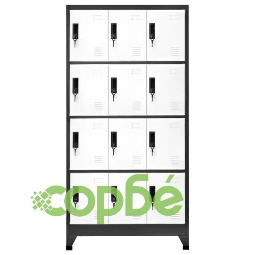 Заключващ се шкаф, антрацит и бяло, 90x45x180 см, стомана ➤ топ цена ➤ sorbe.bg