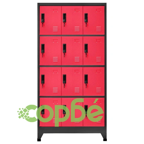 Заключващ се шкаф, антрацит и червено, 90x45x180 см, стомана ➤ топ цена ➤ sorbe.bg