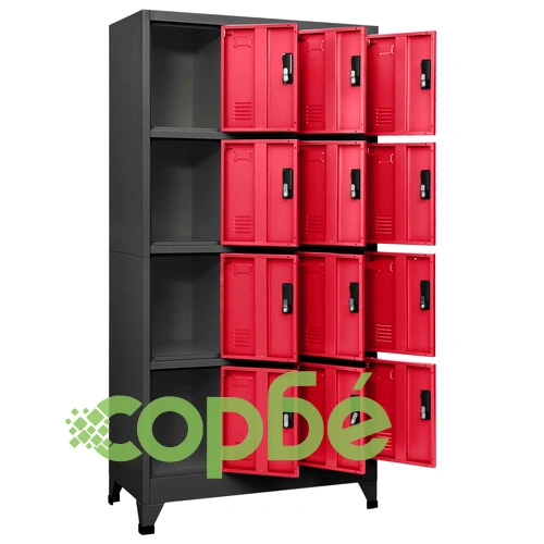 Заключващ се шкаф, антрацит и червено, 90x45x180 см, стомана ➤ топ цена ➤ sorbe.bg