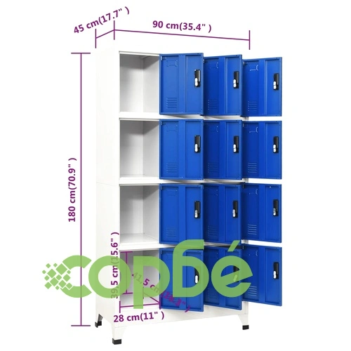 Заключващ се шкаф, сиво и синьо, 90x45x180 см, стомана ➤ топ цена ➤ sorbe.bg