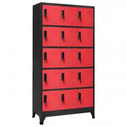Заключващ се шкаф, антрацит и червен, 90x40x180 см, стомана