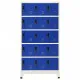 Заключващ се шкаф, сиво и синьо, 90x40x180 см, стомана