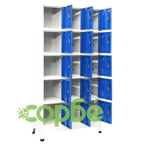 Заключващ се шкаф, сиво и синьо, 90x40x180 см, стомана ➤ топ цена ➤ sorbe.bg