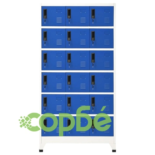 Заключващ се шкаф, сиво и синьо, 90x40x180 см, стомана ➤ топ цена ➤ sorbe.bg