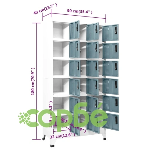 Заключващ се шкаф светлосиво и тъмносиво 90x40x180 см стомана ➤ топ цена ➤ sorbe.bg