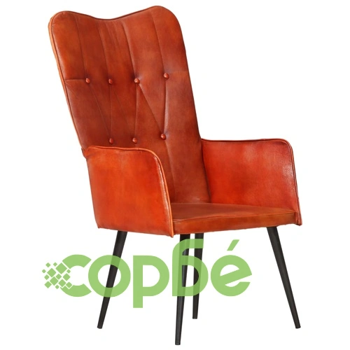Wingback стол, кафеникав, естествена кожа ➤ топ цена ➤ sorbe.bg
