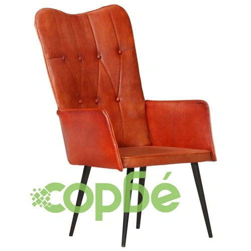 Wingback стол, кафеникав, естествена кожа ➤ топ цена ➤ sorbe.bg