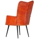 Wingback стол, кафеникав, естествена кожа