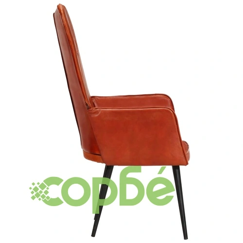 Wingback стол, кафеникав, естествена кожа ➤ топ цена ➤ sorbe.bg