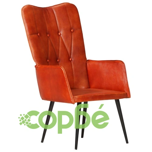 Wingback стол, кафеникав, естествена кожа ➤ топ цена ➤ sorbe.bg