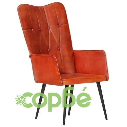Wingback стол, кафеникав, естествена кожа ➤ топ цена ➤ sorbe.bg