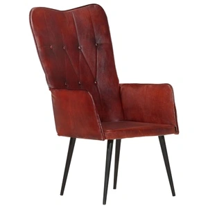 Wingback стол, кафяв, естествена кожа