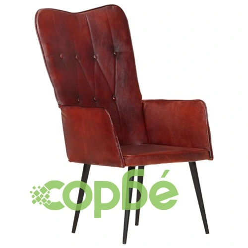 Wingback стол, кафяв, естествена кожа ➤ топ цена ➤ sorbe.bg