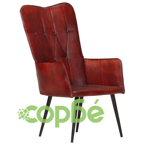 Wingback стол, кафяв, естествена кожа ➤ топ цена ➤ sorbe.bg