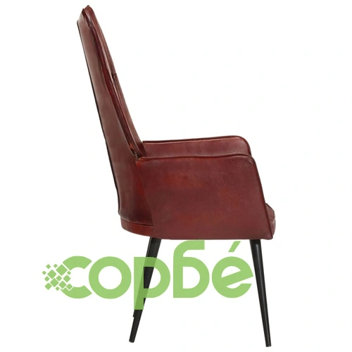 Wingback стол, кафяв, естествена кожа ➤ топ цена ➤ sorbe.bg