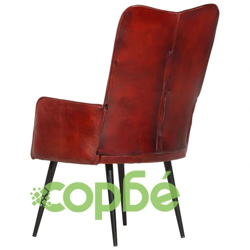 Wingback стол, кафяв, естествена кожа ➤ топ цена ➤ sorbe.bg