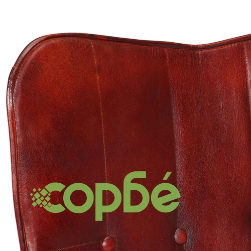 Wingback стол, кафяв, естествена кожа ➤ топ цена ➤ sorbe.bg