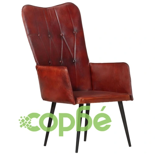 Wingback стол, кафяв, естествена кожа ➤ топ цена ➤ sorbe.bg