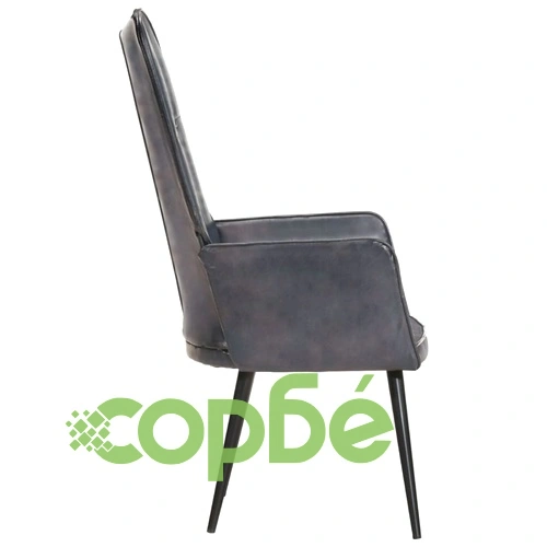 Wingback стол, сив, естествена кожа ➤ топ цена ➤ sorbe.bg