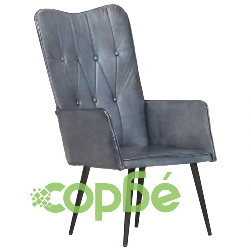 Wingback стол, сив, естествена кожа ➤ топ цена ➤ sorbe.bg