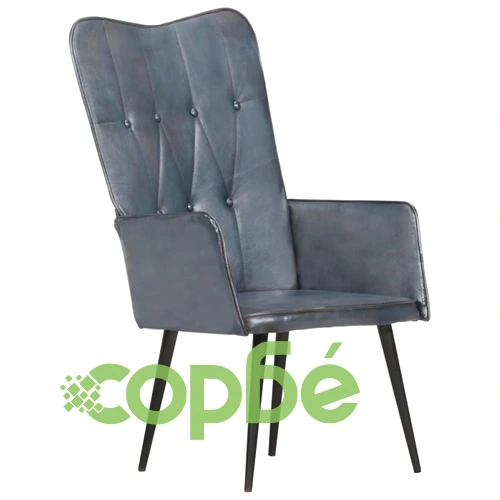 Wingback стол, сив, естествена кожа ➤ топ цена ➤ sorbe.bg