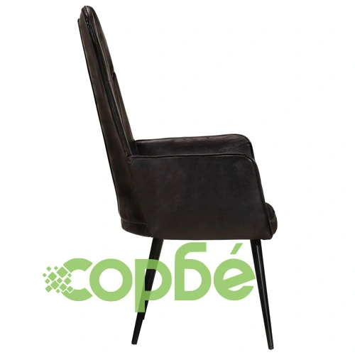 Wingback стол, черен, естествена кожа ➤ топ цена ➤ sorbe.bg